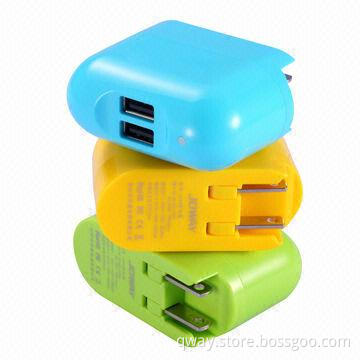 Mobile Phone Charger with 2Amp Output and 2 USB Ports for iPhone